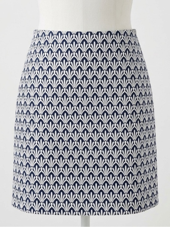 Talbots Dresses & Skirts - Talbots Classic Cotton A-Line Skirt Navy and White Fan Print Size 10